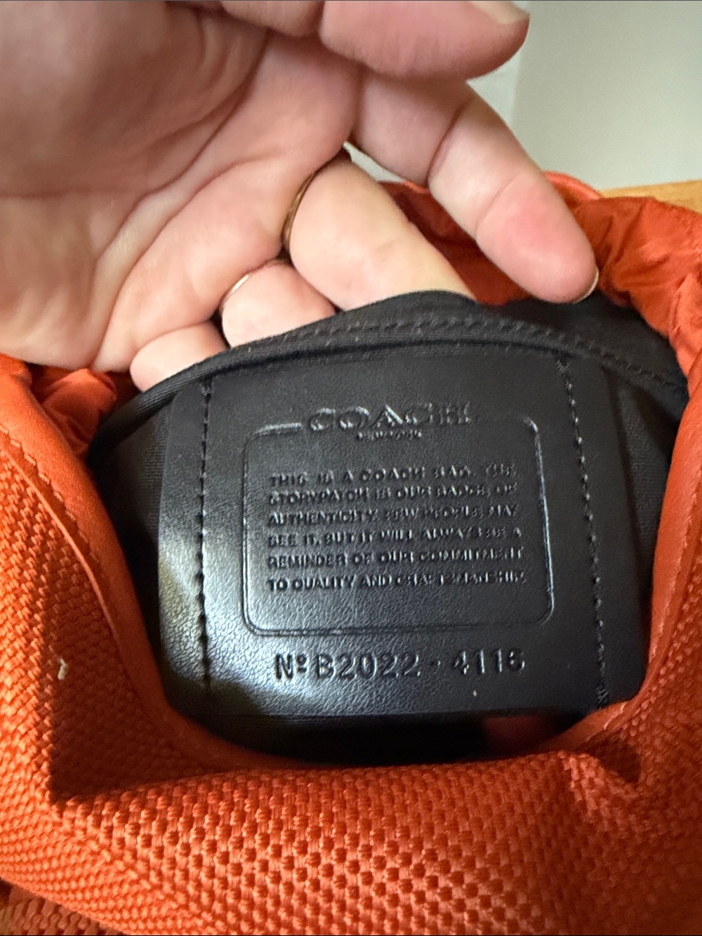 Coach Orange Leather & Mesh Crossbody Backpack - Picture 3 of 3